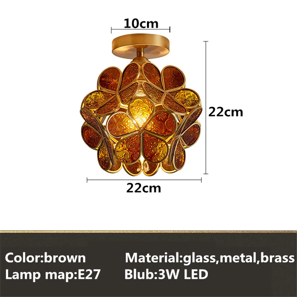 Европейский красочный цветочный стеклянный подвесной светильник светодиодный светильник для помещений для ресторана столовой бара кафе магазина светильник AC110-265 - Цвет корпуса: c brown