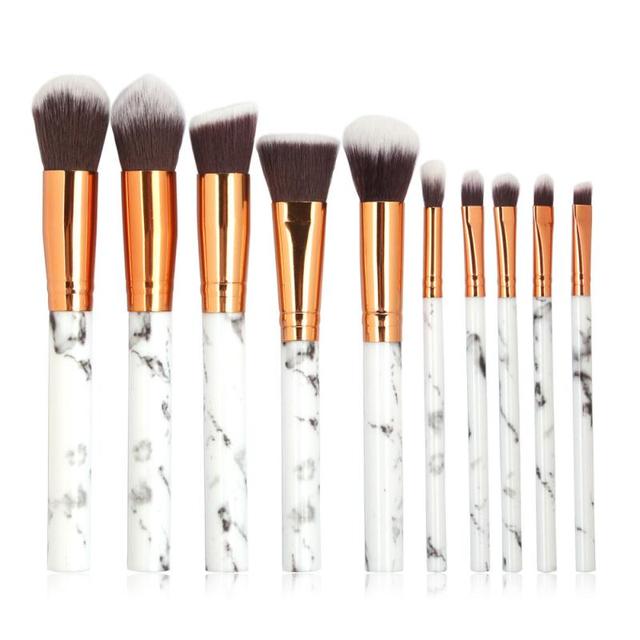 10 pcs/Set Marbling Makeup Brush Eye Shadow Women Makeup Brush Foundation Brush Contouring Brush Makeup Tools Sets TSLM1