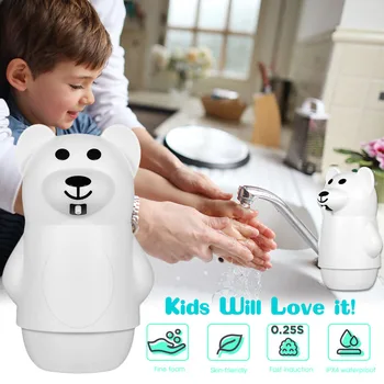 

Cartoon Automatic Foaming Soap Dispenser USB Rechargeable Kids Countertop Automatic Soap Pump for Bathroom Kitchen Home