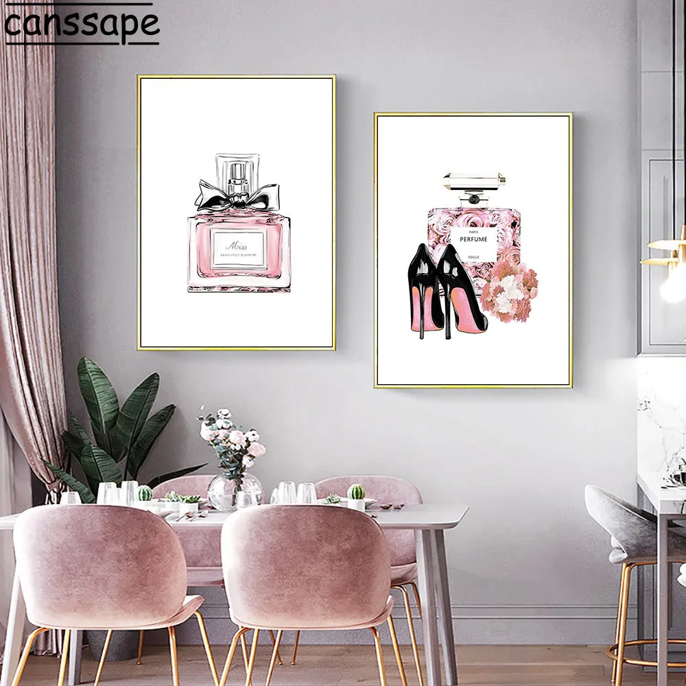 Абстрактная живопись плакат парфюм Художественная печать холст розовая картина
