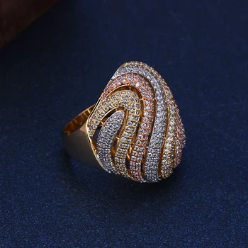 

Twisted line Ring Rugby Ball Multilayer Style pave setting Cubic Zircon gorgeous chunky Fashion jewelry Big Rings women wedding