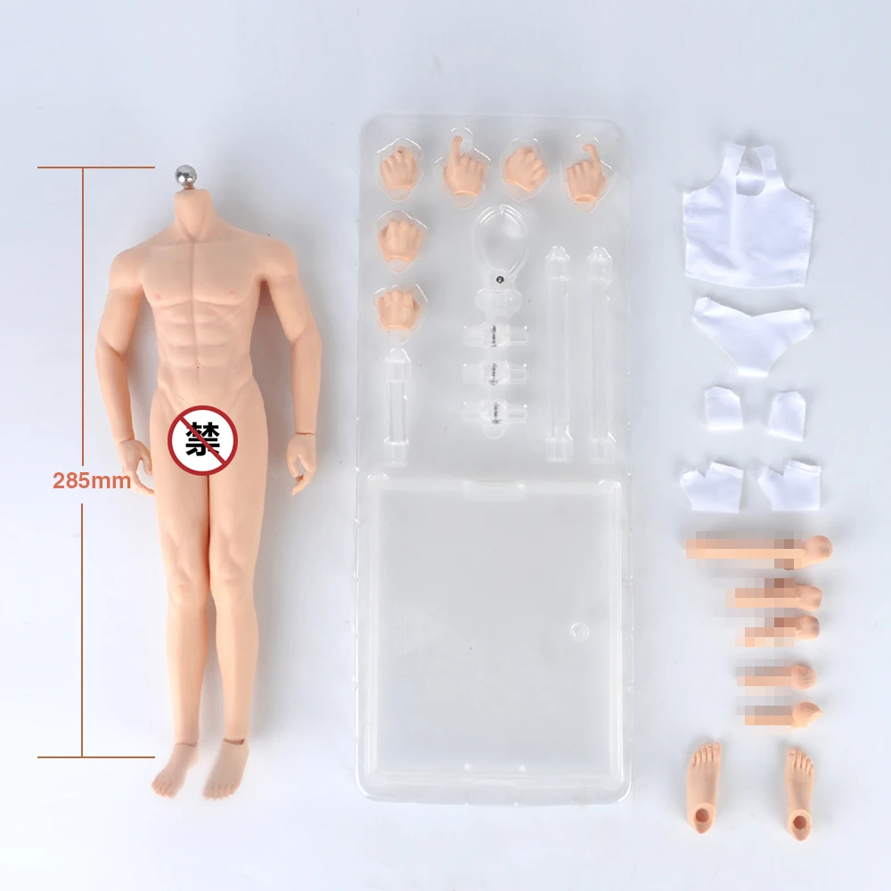 JIAOU DOLL Male Figure 1//6 Scale Muscle//Normal Body Tan Black Suntan Skin Doll