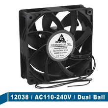 Ventilateur de refroidissement sans balais, 1 pièce, 110V, 115V, 120V, 220V, 240V, 12cm, boule 12038, ce, 120mm, 120mm x 38mm