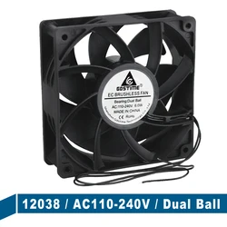 Ventilateur de refroidissement sans balais, 1 pièce, 110V, 115V, 120V, 220V, 240V, 12cm, boule 12038, ce, 120mm, 120mm x 38mm 