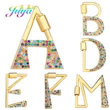 Juya DIY Rainbow Alphabet Initial Letter Pendant Carabiner Fastener Screw Lock Clasp Accessories For Pendant Name Jewelry Making
