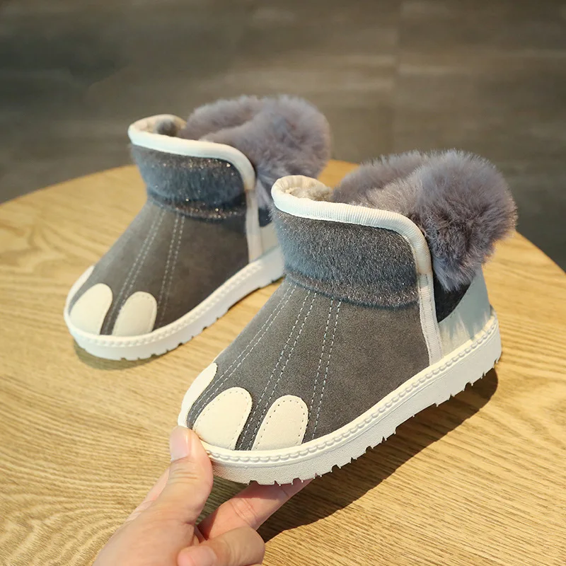 Grey Зимние сапоги для мальчиков и девочек; детские зимние сапоги; новые модные зимние сапоги для маленьких мальчиков; обувь для детей; зимние водонепроницаемые сапоги унисекс - Цвет: Grey