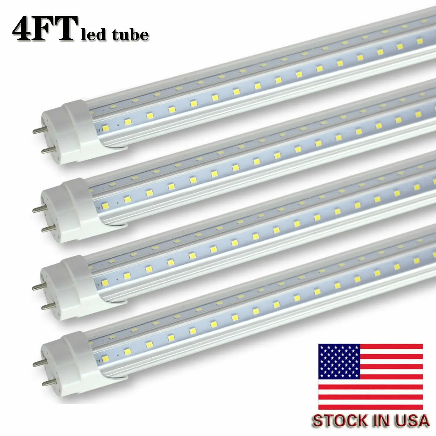 

Stock in US 1.2Meters T8 4FT 28W LED Tube Light Bulb Lamp Replacement G13 Bi-Pin V-shape 270 degrees 6000K 3200LM Clear Cover