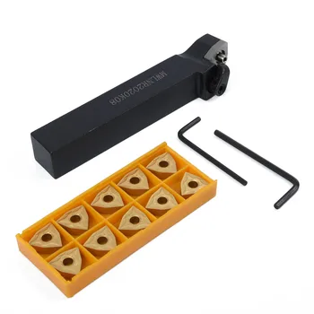 

20mm MWLNR2020K08 Lathe Turning Tool Holder+10 WNMG0804 Carbide Inserts Set