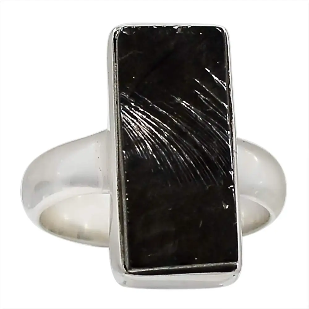 Genuine SHUNGITE Ring 925 Sterling Silver, USA Size: 6.25, AR4066