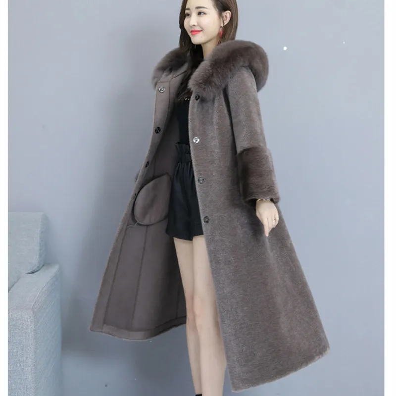 ladies parka coats Plus Size Winter Elegant 2019 Thick Warm Coats Single Breasted Fur Hooded Long Coats for Ladies bubble coat women
