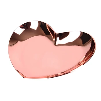 

Heart Shaped Jewelry Serving Plate Metal Tray Storage Arrange Fruit Tray Home Rose Gold