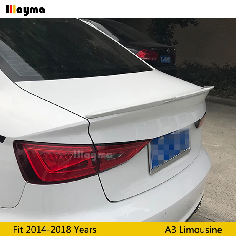 V Стиль ABS задний спойлер на багажник для Audi A3 8 лимузин Sline S3 2014 2018 год блеск белого