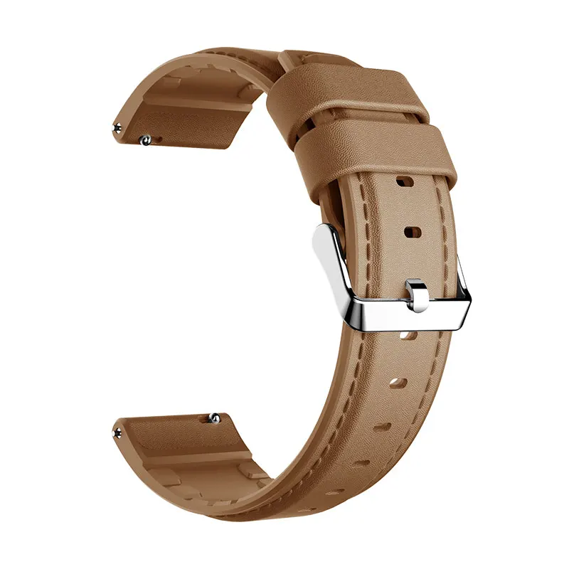 Brown Натуральная кожа+ Силиконовый ремешок для часов Amazfit GTR 47 мм умный ремешок для часов для Huami Amazfit Pace/stratos 2 2S браслет ремешок - Цвет: Brown