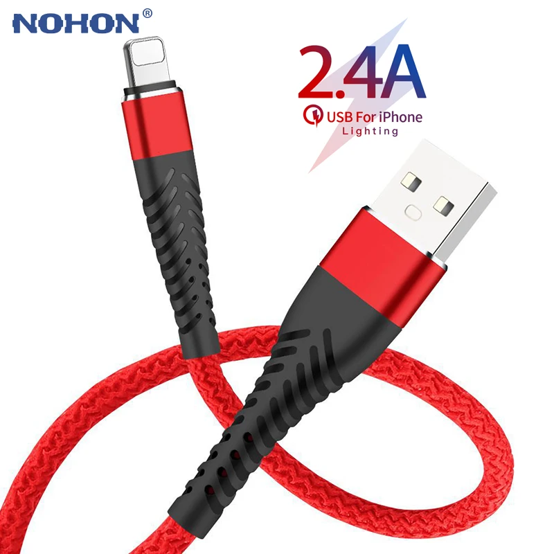 Высокопрочный USB кабель 2 4 А для iPhone 11 12 X Xs Max XR 8 7 6 6s Plus SE iPad шнур быстрой зарядки и