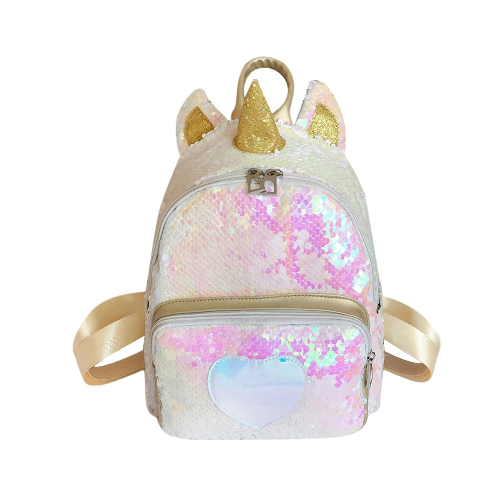 

1PC Unicorn Sequin Backpack Cartoon Cute Bag Travel Backpack Portable Sequins Unicorn Backpack Stylish School Storage Bag