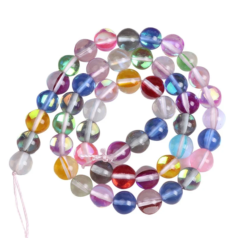 Fashion Crystal Moonstone Beads Holographic Matte Bracelet 6mm