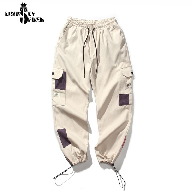 Men's Longpants Casual Corduroy Elastic Leg Opening Patch Print Track Pants Men HipHop Streetwear Harajuku Pant Trousers