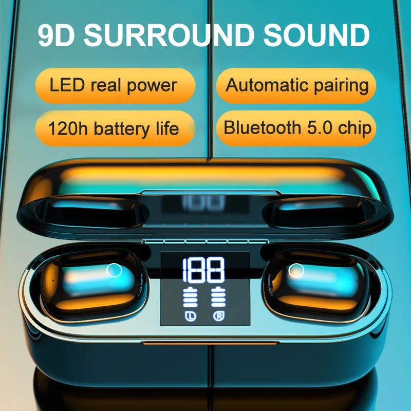 M2 TWS Bluetooth Earphone Wireless Sport Headphones 5 0 LED Digital Display Music Headset Touch With Charging Compartment