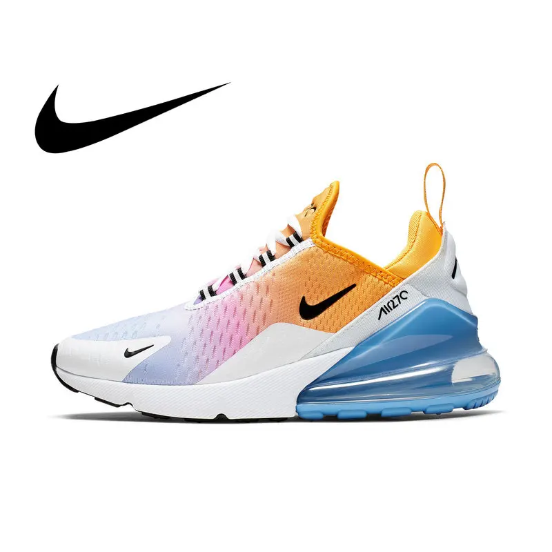 Оригинальные кроссовки для бега для женщин от NIKE Air Max 270, удобные дышащие кроссовки с сеткой на шнуровке, прочные кроссовки с амортизацией