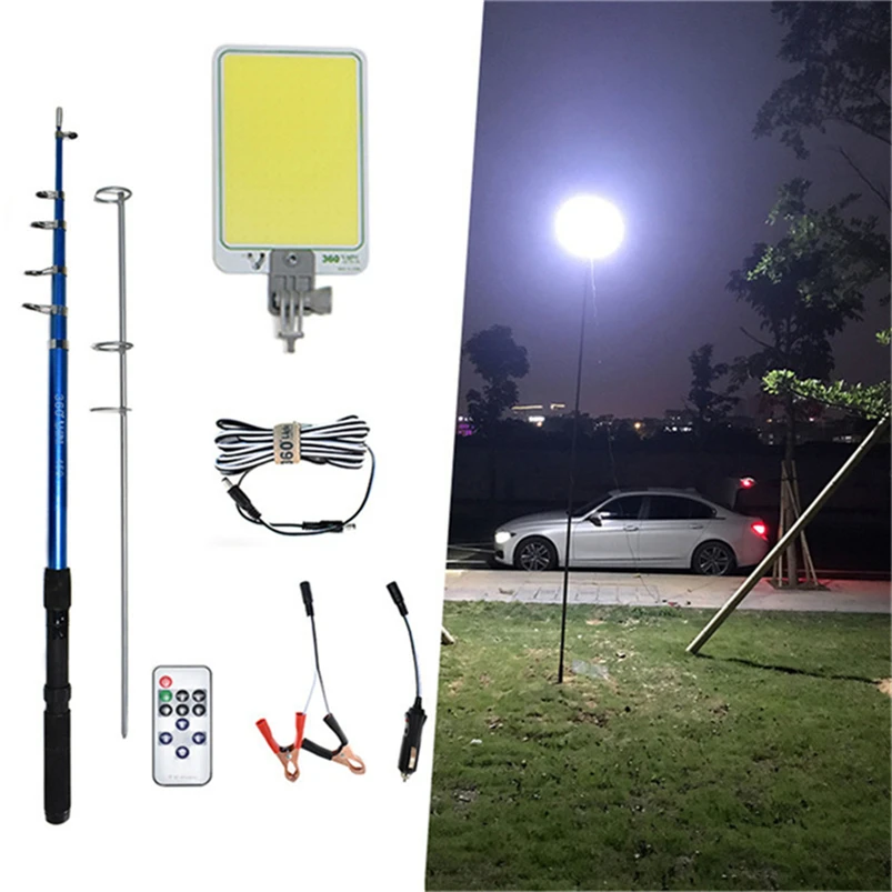 

portability led street light Spotlight 12V 50W Uber foco off road lights 4.5m telescopic rod rechargeable outdoors work light