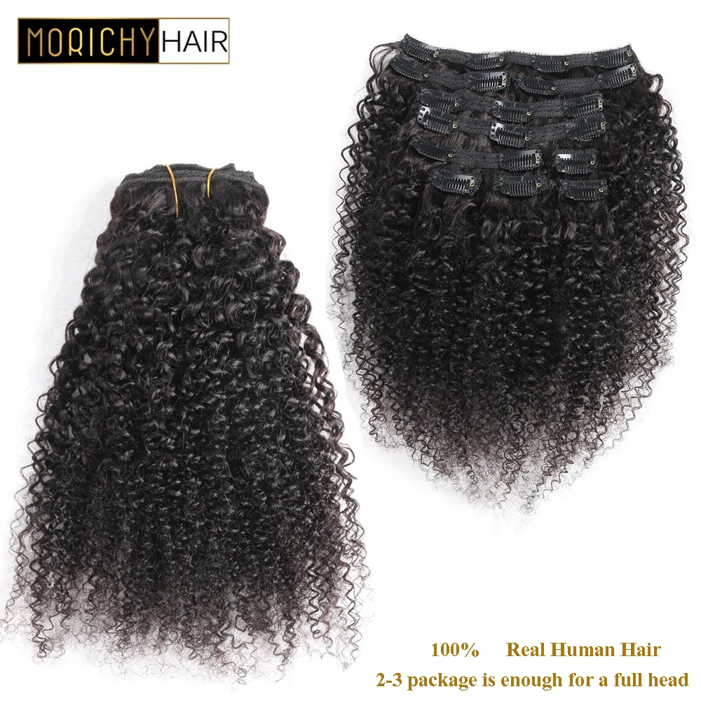 Online Erichy mongol rizado tejido no Remy Clip en extensiones de cabello humano Color Natural cabeza completa 10 unids set 120G envío gratis