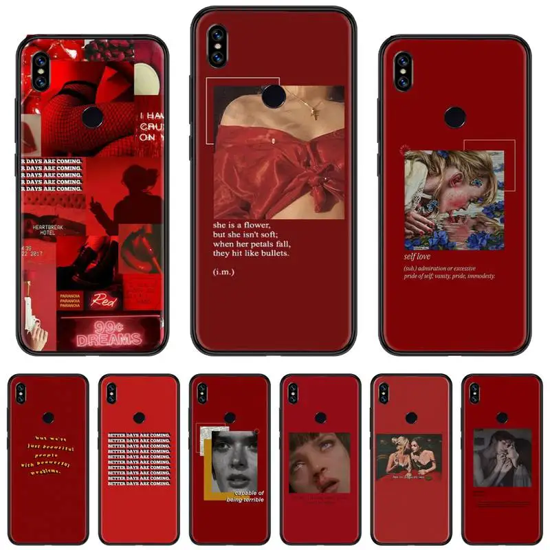 

Retro red pattern art lyrics aesthetic Phone Case For Xiaomi Redmi 4x 5 plus 6A 7 7A 8 10 mi8 8lite 9 note 4 5 6 7 8 pro