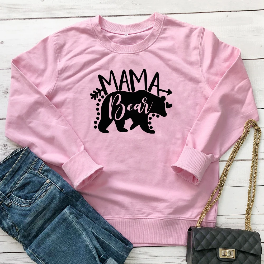 pink-black text Толстовка с принтом медведя и стрелы для мамы; забавные женские пуловеры с длинными рукавами и графическим принтом для материнства; эстетический подарок на день матери; толстовки - Цвет: pink-black text
