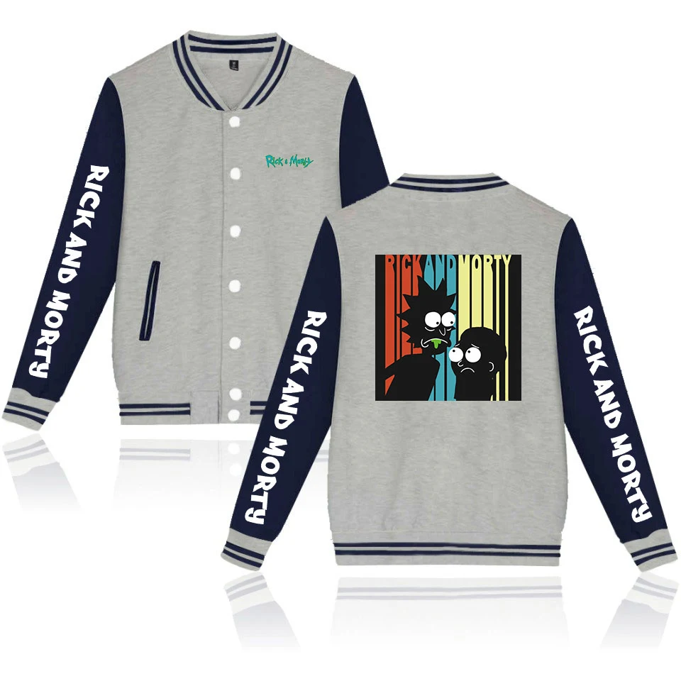 lower price Rick and Morty Printed Baseball Jackets Women/Men Long Sleeve Jacket 2019 Hot Sale Casual Streetwea