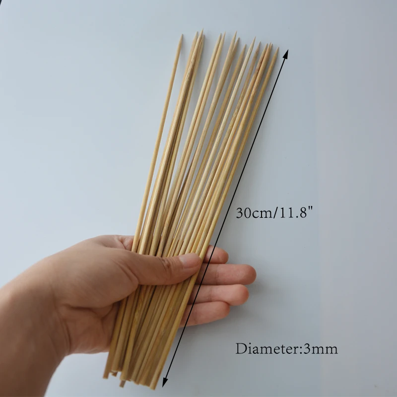 30CM 100Pcs/Package Bamboo Wood BBQ Skewer Food Bamboo Meat Tool Barbecue Outdoor Camping Party Disposable Long Stick Restaurant