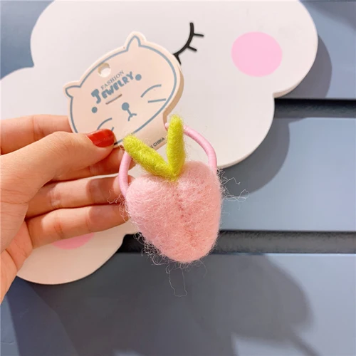 Peach Высокое качество ручной работы хлопок фрукты овощи резинки для волос для детей аксессуары для волос Мультфильм Войлок повязки на голову девочек резинки - Цвет: Peach