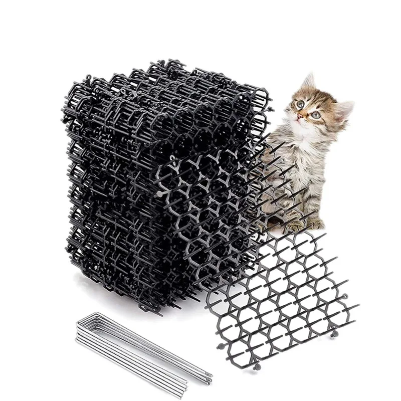 12pcs Garden Cat Scat Mats Repellent Mat Anti-Cat Net Prickle Strips Plastic Spike Thorn Safe Keep Dog Away Digging Pets Supply