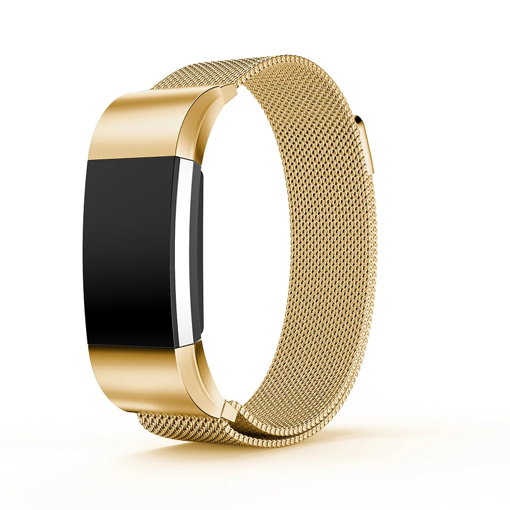 Gold Браслет из нержавеющей стали с металлическим ремешком, для браслета Fitbit charge 2, Миланская петля, магнитный ремешок для Fitbit charge 3, умный Браслет для наручного ремешка - Цвет: Gold