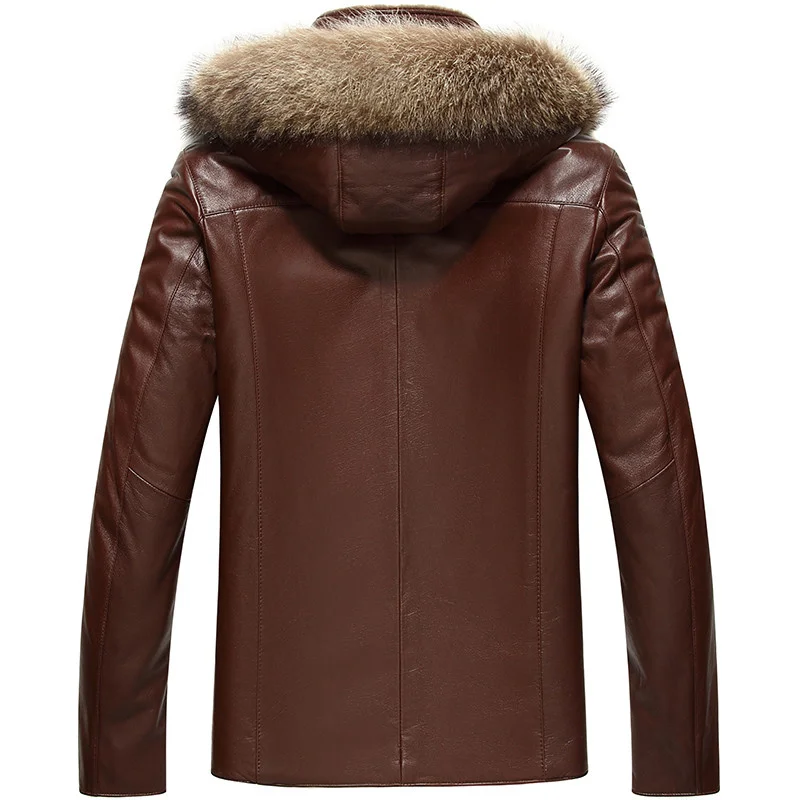 Leather Genuine Men's Wool Liner Short Winter Jacket Men Raccoon Fur Collar Sheepskin Coat LSY080033 MY2256 guess genuine leather coats & jackets