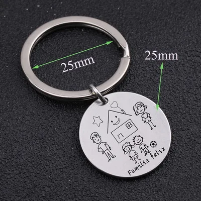 girl and boy Stick Family Spanish Familia Feliz Keychain Custom Parents and Children Figure Gift for Family House Fashion Simple Bag Charm - Цвет: girl and boy