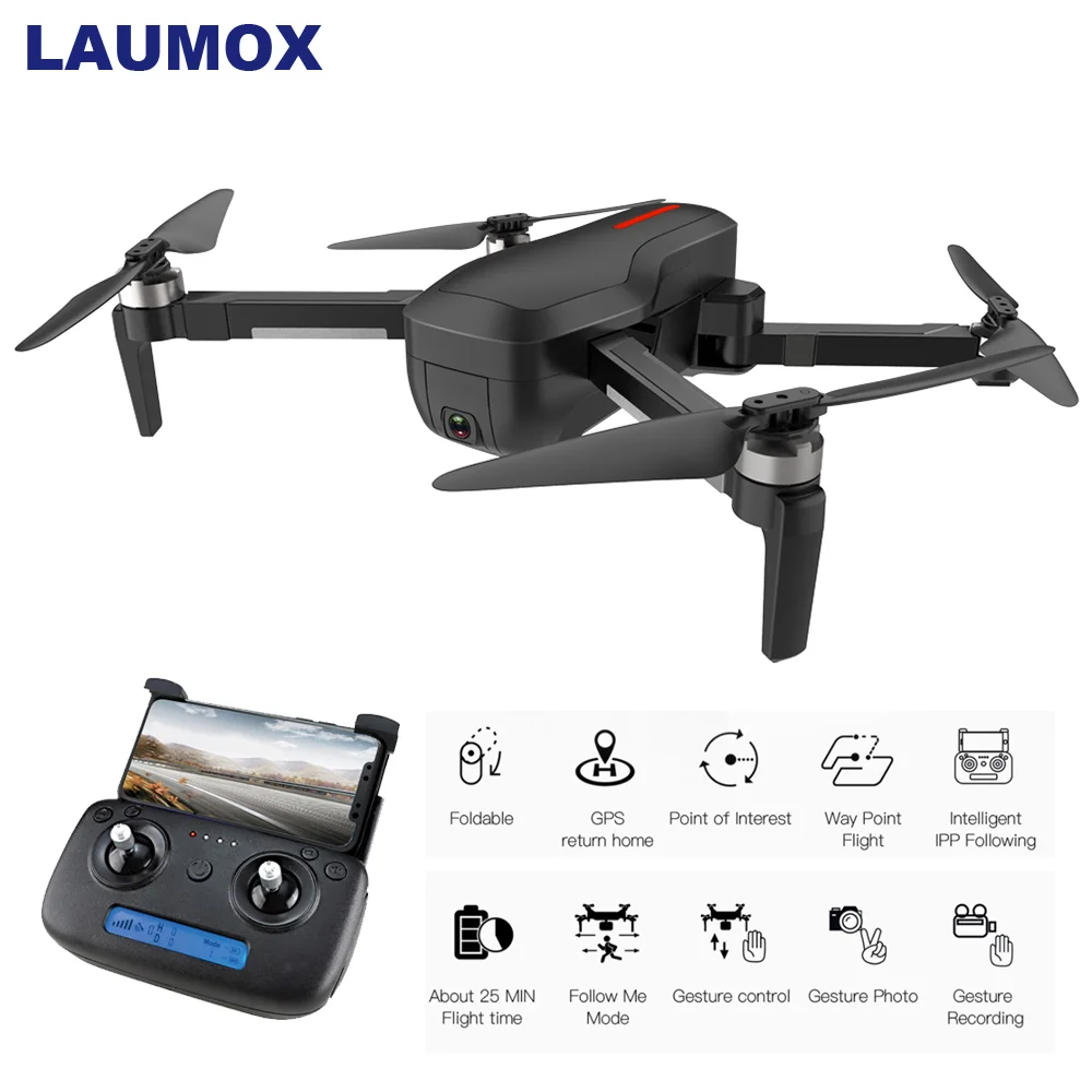 

LAUMOX W10 Drone GPS 5G WIFI FPV With 4K HD Camera Brushless Motor Selfie Foldable RC Quadcopter Helicopter Drone Vs SG906 XS812