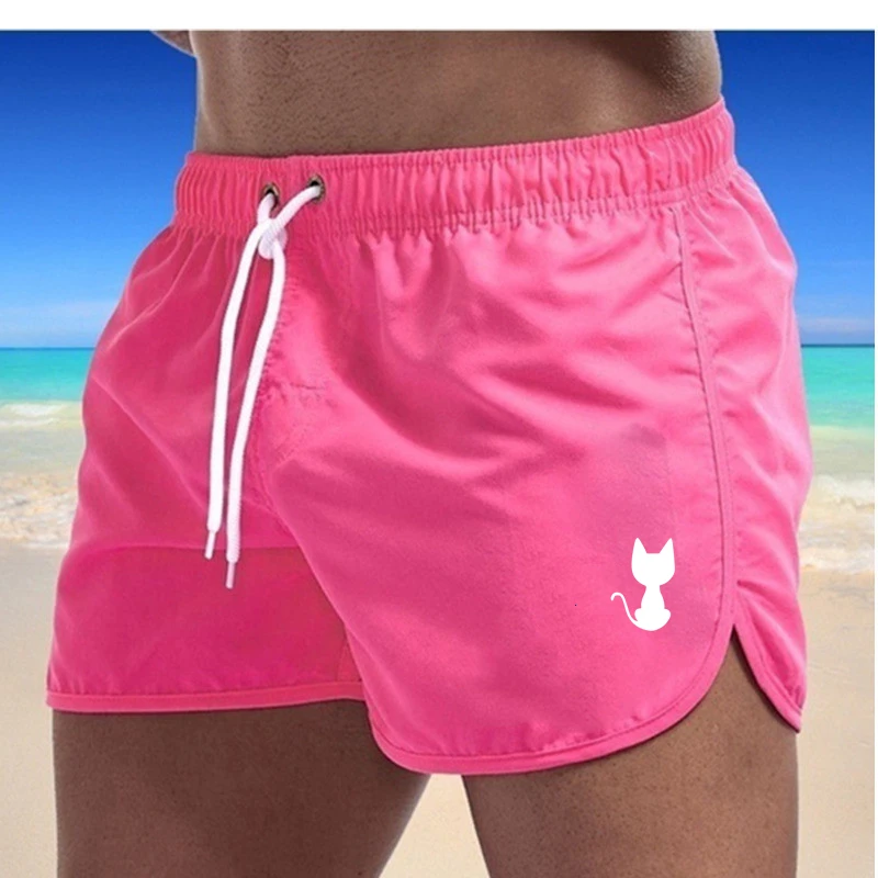 

2021 New Men's Swimming Shorts Cat Printed Beach Boardshorts Surf Pants Summer Casual Swimwear Male Jogging Exercise Sweatpants