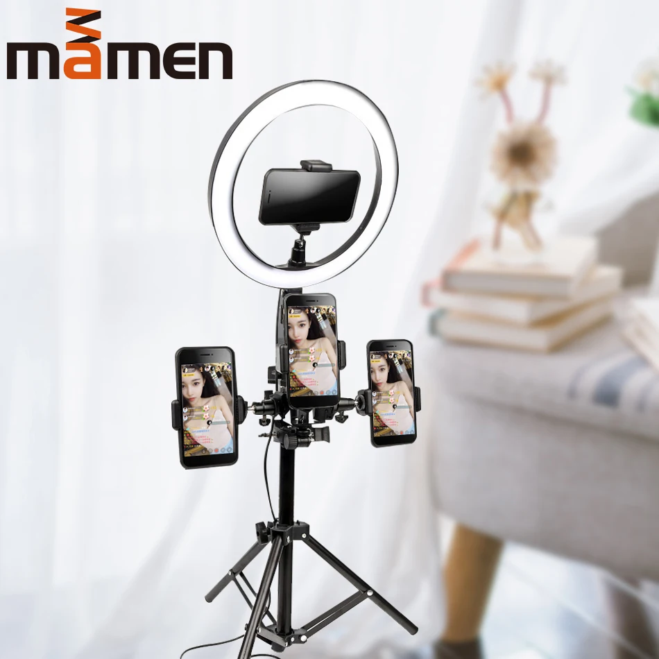 

MAMEN 10 inch Led Selfie Ring Light On Camera Photo Photography Video Studio Dimmable Fill Lighting Makeup Lamp For Youtube Live