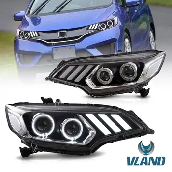 

Vland factory for car light for FIT LED Headlight 2014 2016 2017 for JAZZ Head lamp GK5 with DRL and Xenon beam light