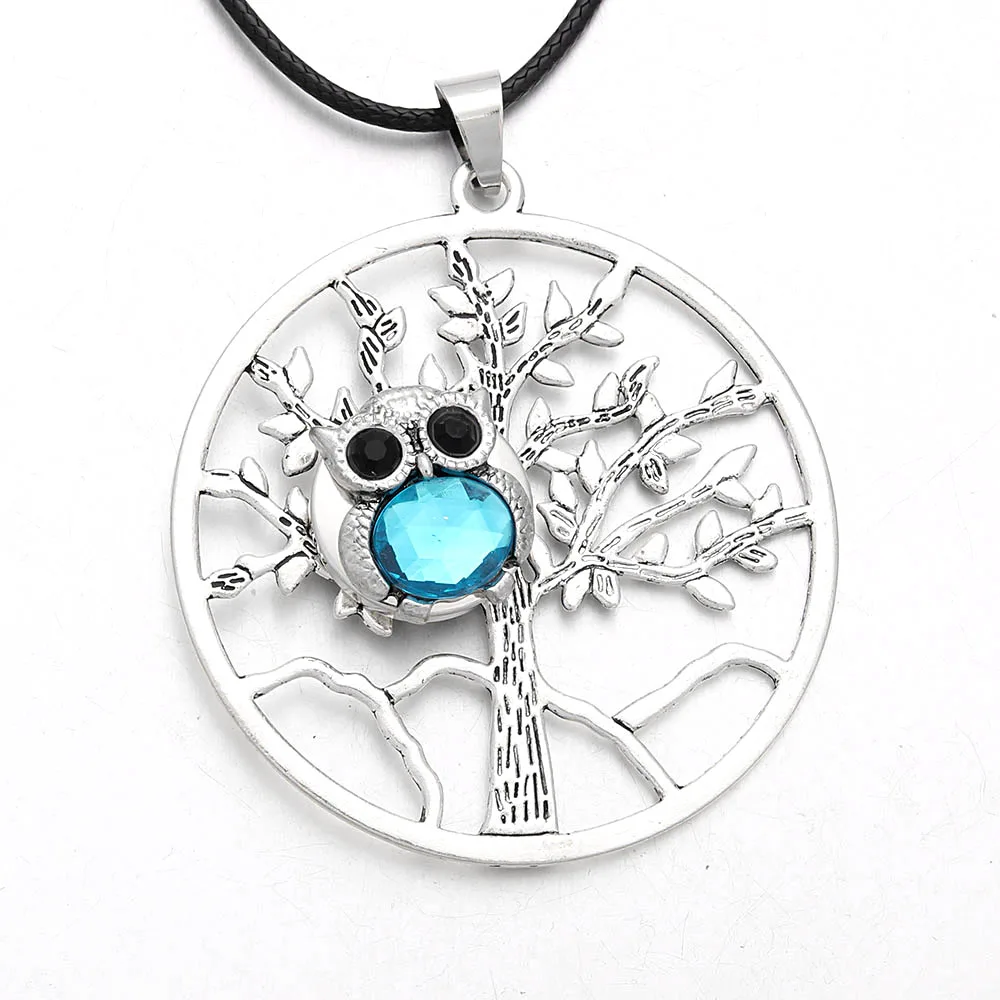 Модные защелки ювелирные изделия 18 мм и 12 мм Сова Дерево жизни DIY ожерелье с кнопкой для женщин талисманы подарок - Окраска металла: ZG222-18MM-2