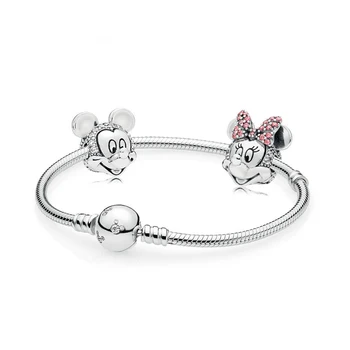 

NEW 100% 925 Sterling Silver New Cartoon Fairy Tale Safety Clip Bracelet Set Suitable for Winter Women's Gift Jewelry RAU0542