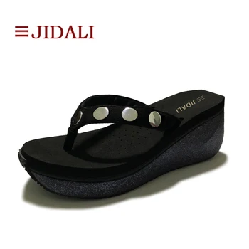

JIDALI Fashion Women Rivets Bling Flip Flops Platform Ladies Shoes High EVA Wedges Outside Sport Sandals Summer Size 35-39