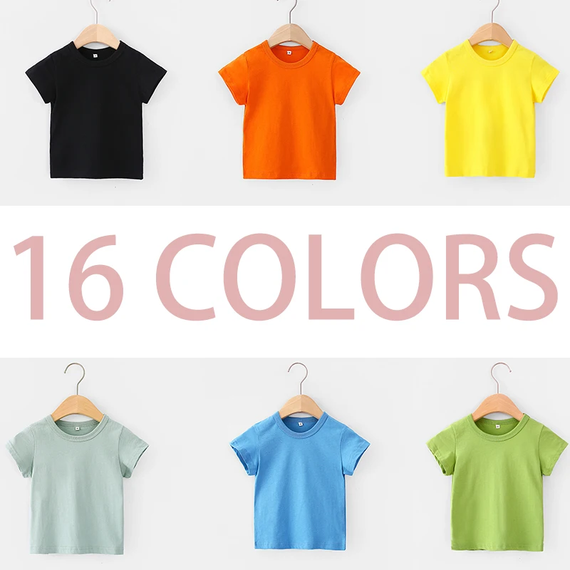 1PC Boys T Shirt Girls Plain Clothing Children Short Sleeve Cotton Daily Kids T-Shirts From 24M To 9T Years Baby Tops & Tees