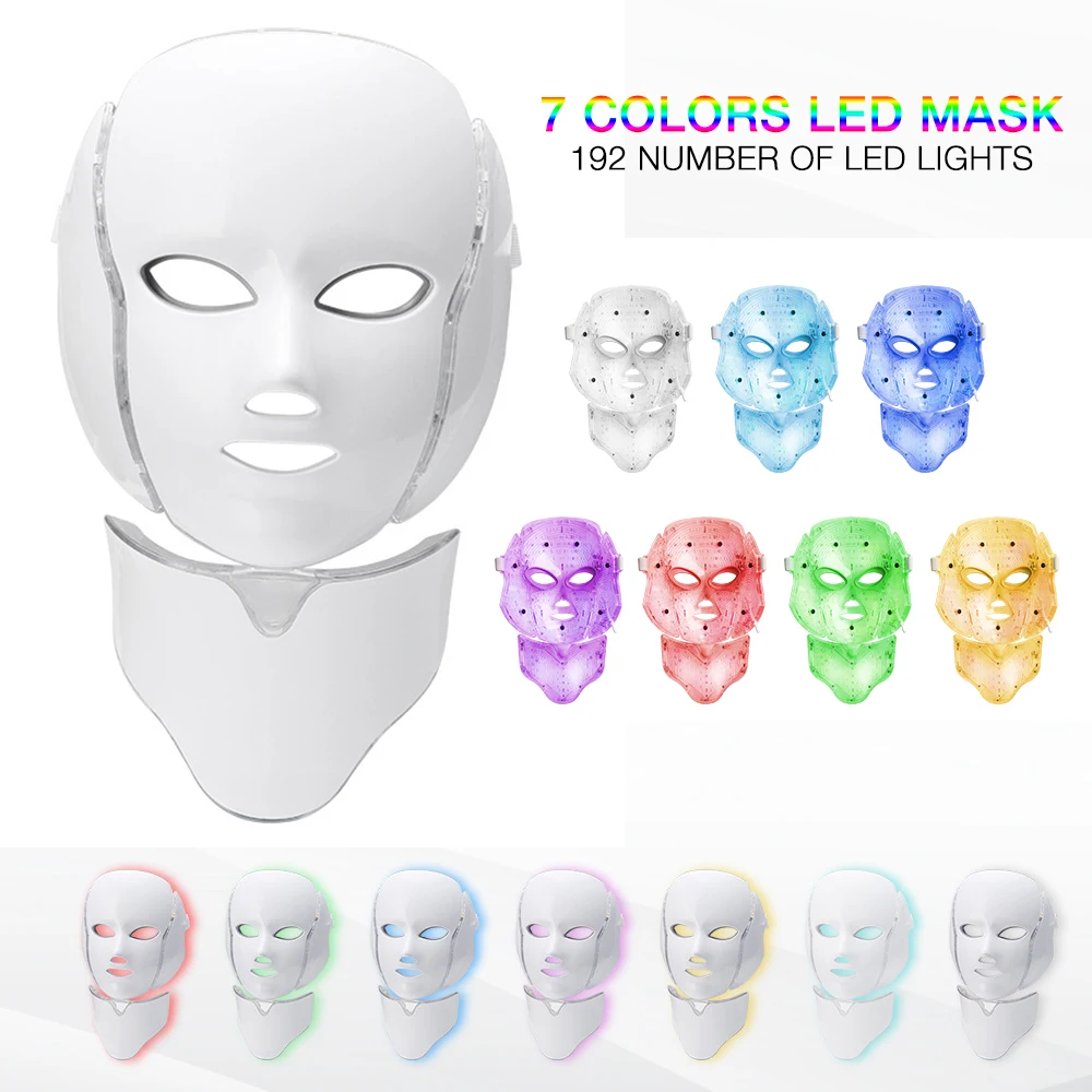 

7 Color LED Facial Neck Mask Micro-current LED Photon Mask Machine Light Therapy Acne Mask Neck Beauty Led Face Beauty Machine