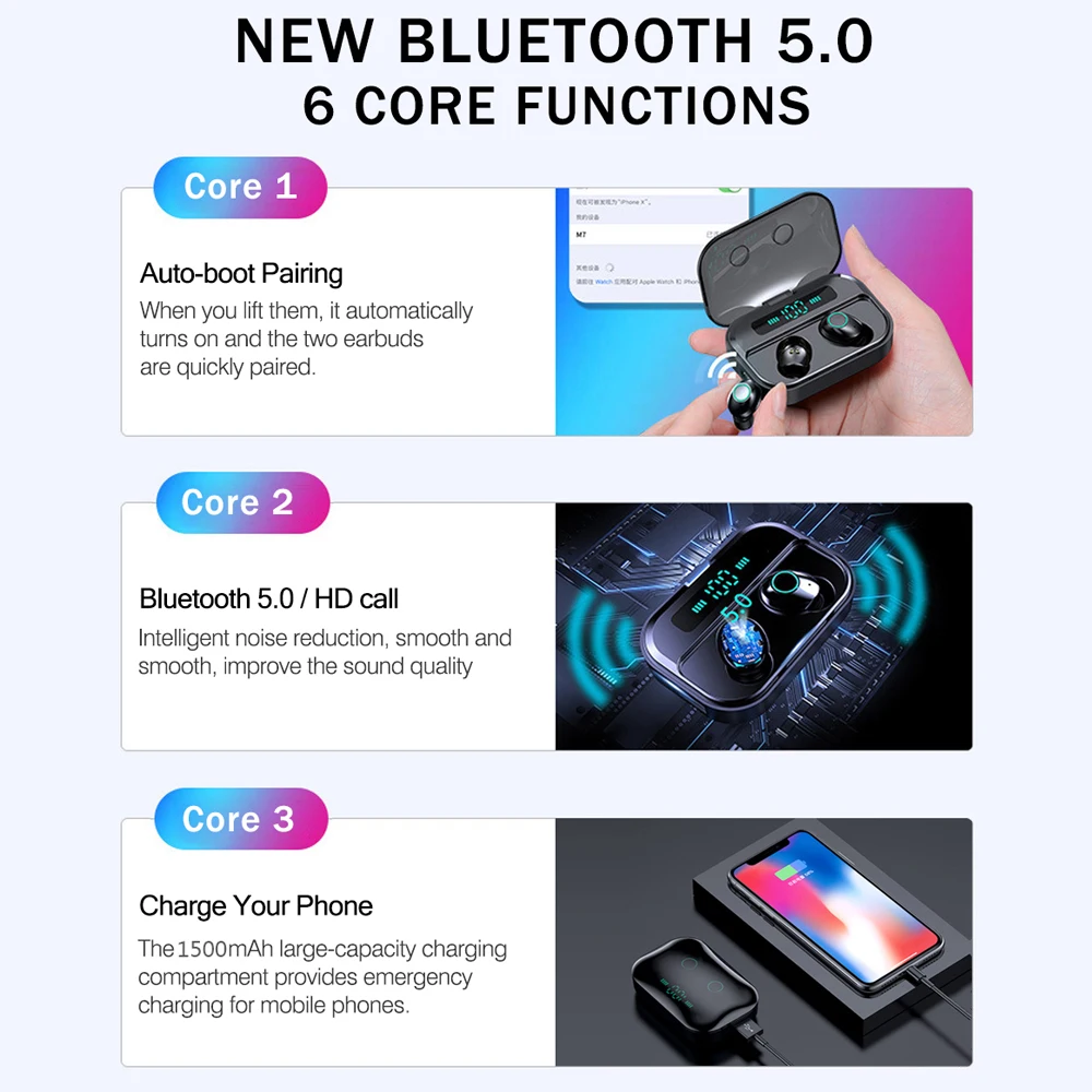 HANGRUI Новинка TWS Bluetooth 5,0 наушники спортивные стерео беспроводные наушники светодиодный дисплей наушники с микрофоном зарядная коробка PK Q32 F9