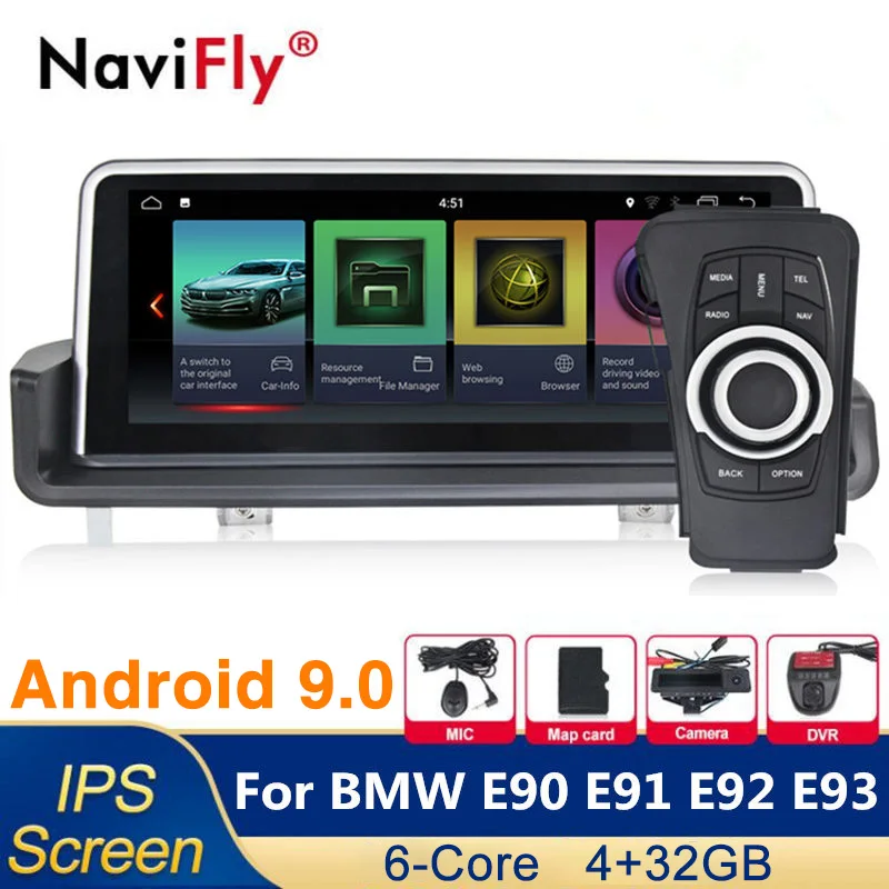 ID7 ips Android 9,0 6 ядерный автомобильный dvd-плеер gps навигация для BMW 3 серии E90/E91/E92/E93 с видео радио WiFi USB SD gps карта