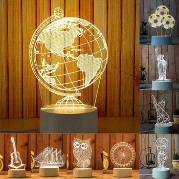 

Creative 3D USB Acrylic Night Light LED Table Desk Bedroom Decor Gift Warm White Lamp for Household Wedding Party Night Lamp