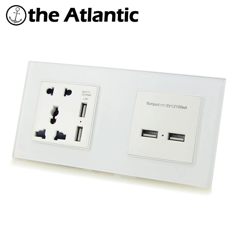 Atlectric универсальная штепсельная розетка с двумя usb-портами для зарядки с двумя стенками