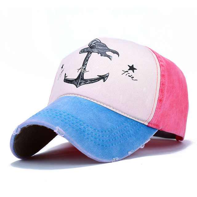 Style The Pirate Ships Anchor Printing Adjustable Washed Baseball Cap Anchor Hat Sailing Women Beach Gift Boating Yacht