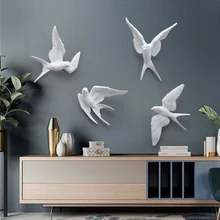 Autocollant mural oiseaux en résine 3d, Figurine animale créative pour salon, décoration murale pour fond de télévision, décoration pour la maison