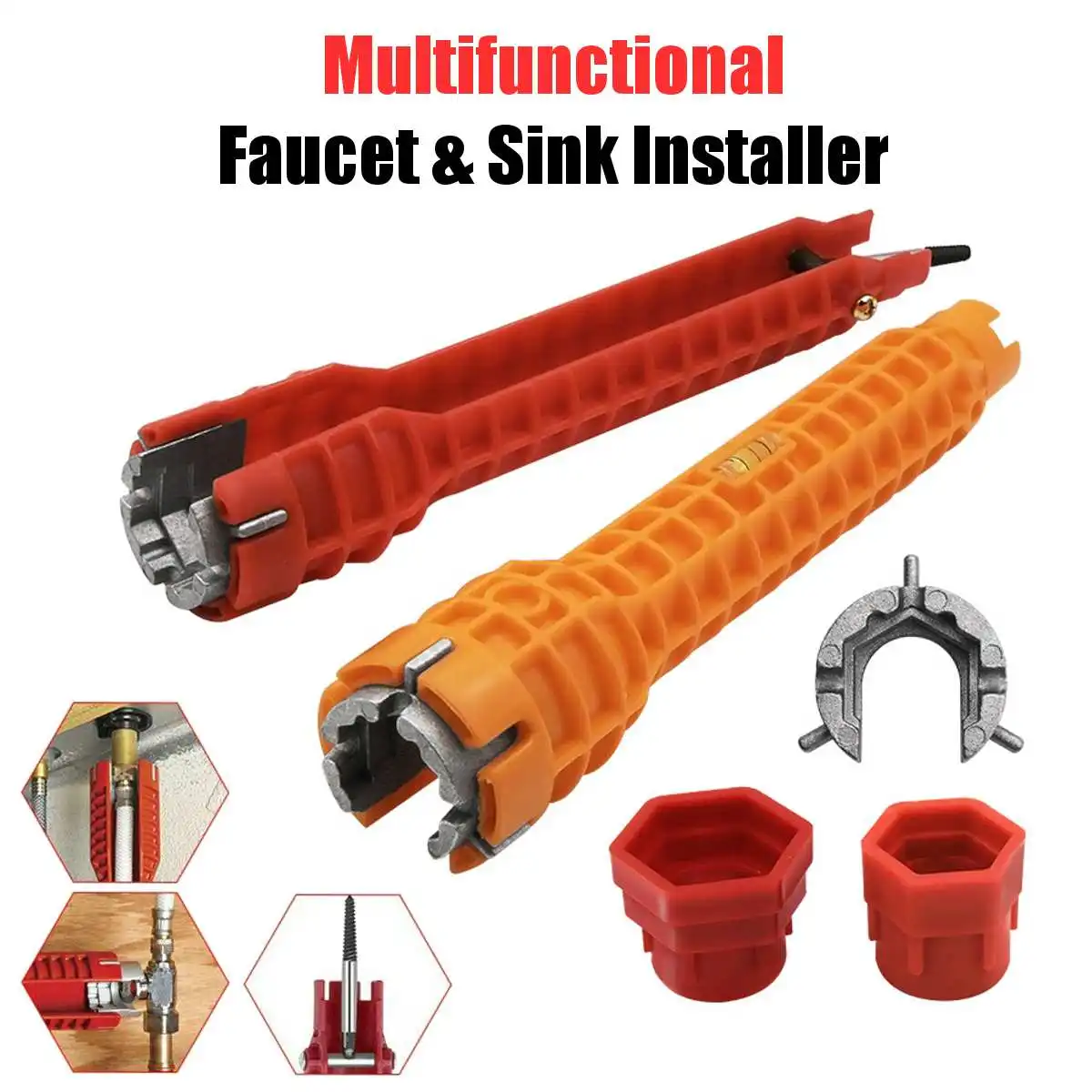 Multi Pipe Wrench Faucet Sink Installer Tool Plumbers Fits 1” and 7/8“ Hex Nuts 